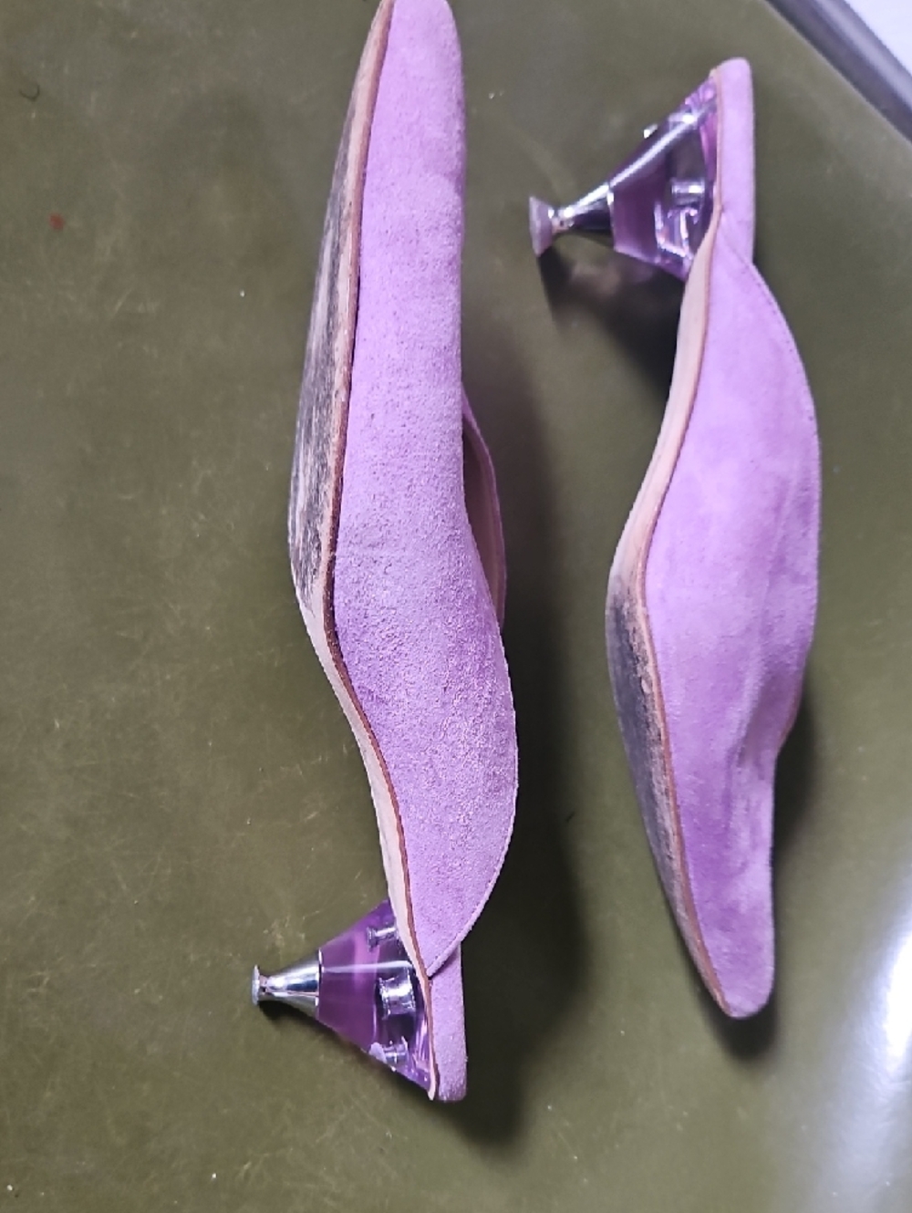 kate spade Lavender Suede Pointed Slip-On Mules Size US 7.5 Eu 38 - Picture 6 of 7